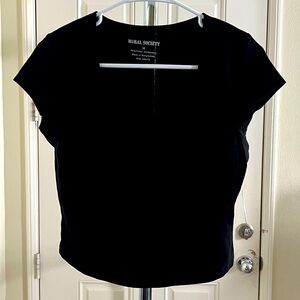 Moral Society Doubke Layered Front Crop Tee